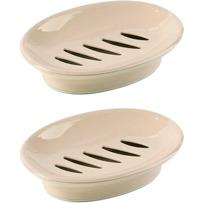 WYOK 2-Pack Soap Dish Plastic Soap Holder with Drainage for Shower (White)