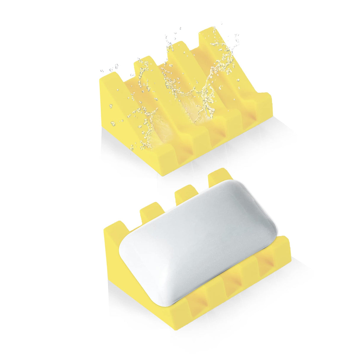 Self Draining Silicone Soap Dish Holder Waterfall Tray, 1 Pack Sky Blue