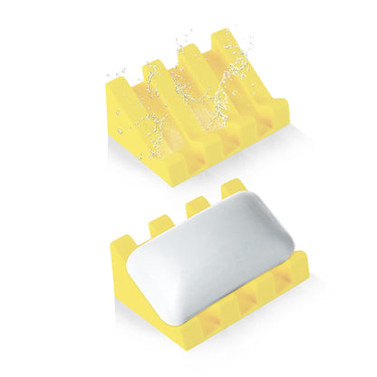 Self Draining Silicone Soap Dish Holder Waterfall Tray, 1 Pack Sky Blue