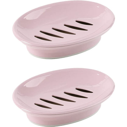 WYOK 2-Pack Soap Dish Plastic Soap Holder with Drainage for Shower (White)