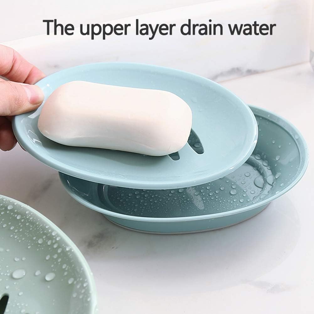 WYOK 2-Pack Soap Dish Plastic Soap Holder with Drainage for Shower (White)