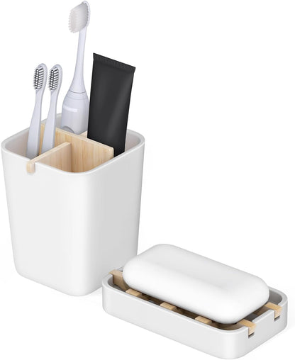 Toothbrush Holders and Soap Holder Set, Bathroom Accessories Countertop