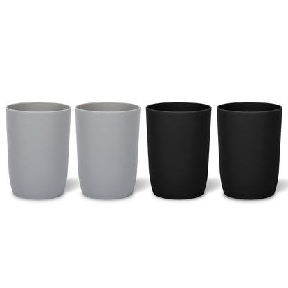 Topsky 4-Pack Bathroom Tumbler - Plastic Toothbrush Cup - Reusable Drinkware - Mouthwash Cup