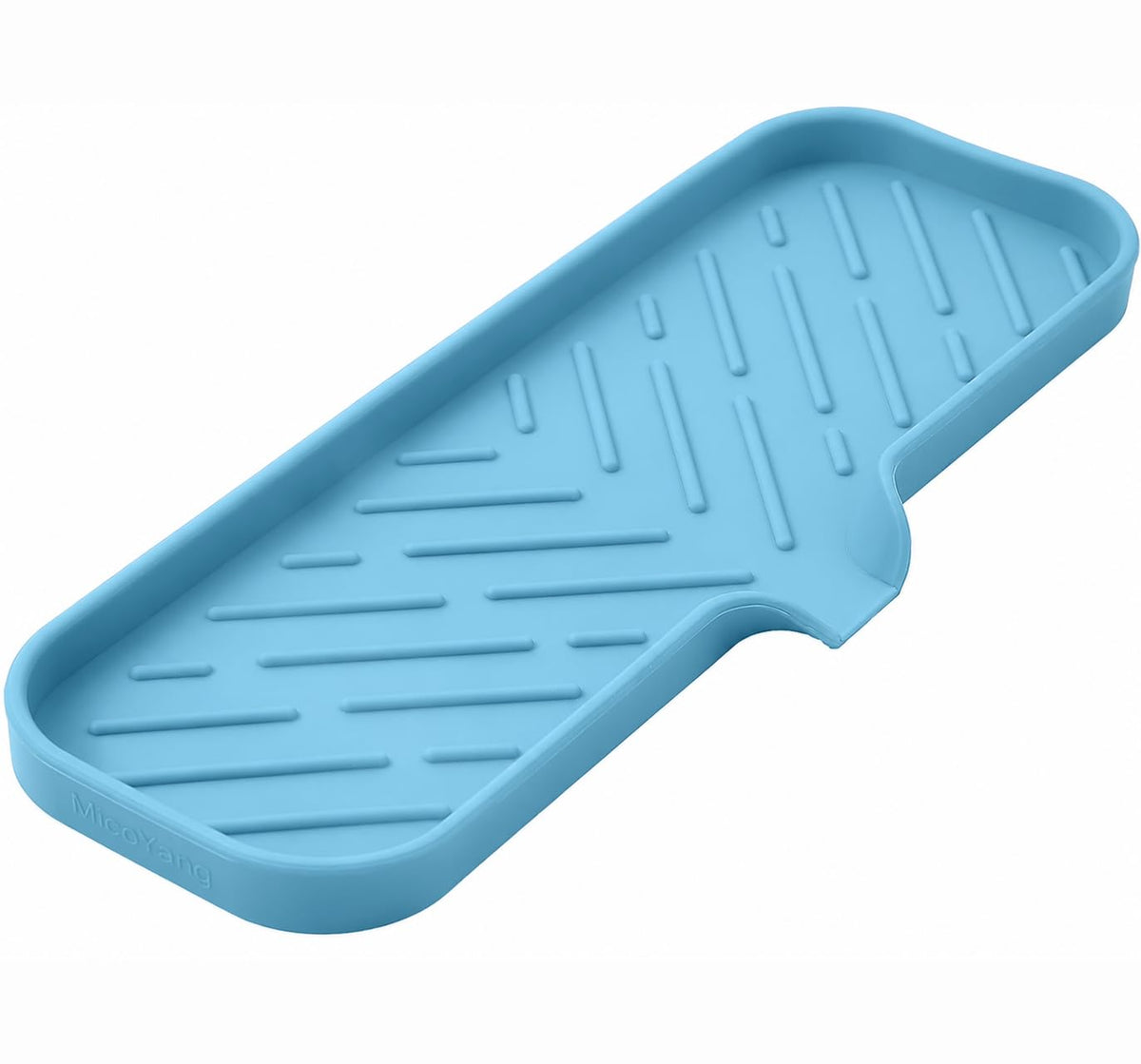 MicoYang Silicone Soap Dish with Drain Spout, Self-Draining Sink Organizer Tray for Bathroom and Kitchen, Sponges, Dispensers and Soap Holder, Non-Slip and Dishwasher Safe, Black (Compact, 4.9"×3.2")