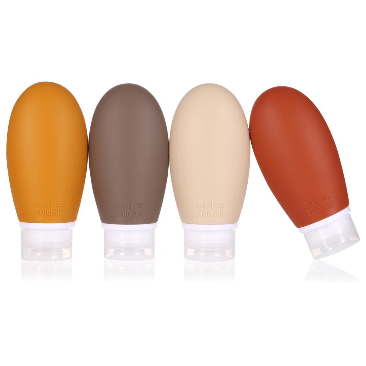 Leak Proof Silicone Travel Bottles,4 Pack 2oz Liquid Squeezable Refillable Portable Travel Accessories/Cosmetic Containers,BPA Free,Travel Size Bottles for Toiletries Shampoo Conditioner Lotion