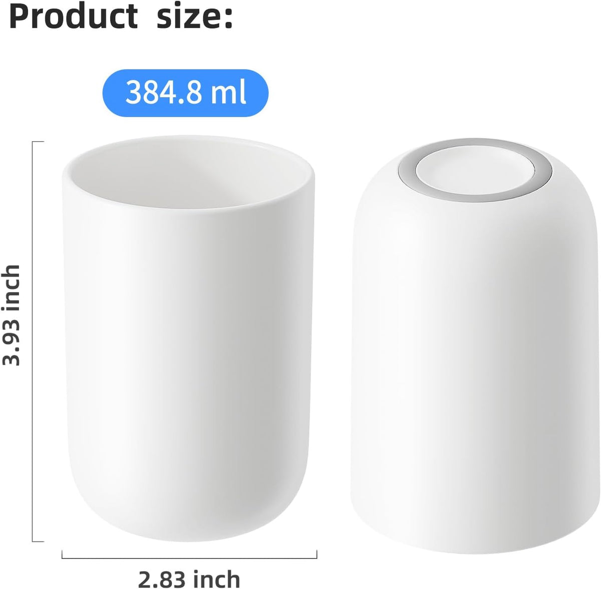 MOPMS 13oz Bathroom Tumbler 2PC, Unbreakable Plastic Cup，White