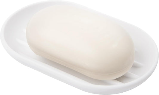 Umbra Touch Soap Dish, Plastic Soap Holder with Drainage, White