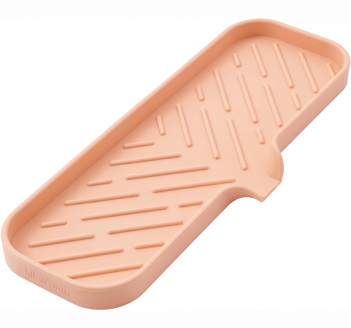 MicoYang Silicone Soap Dish with Drain Spout, Self-Draining Sink Organizer Tray for Bathroom and Kitchen, Sponges, Dispensers and Soap Holder, Non-Slip and Dishwasher Safe, White (Compact, 4.9"×3.2")