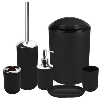 Bathroom Accessory Set, 4 Pcs Black Plastic Bathroom Set