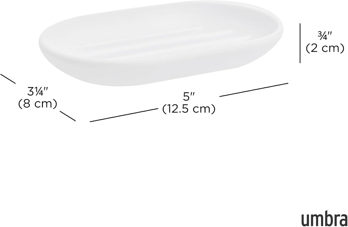 Umbra Touch Soap Dish, Plastic Soap Holder with Drainage, White