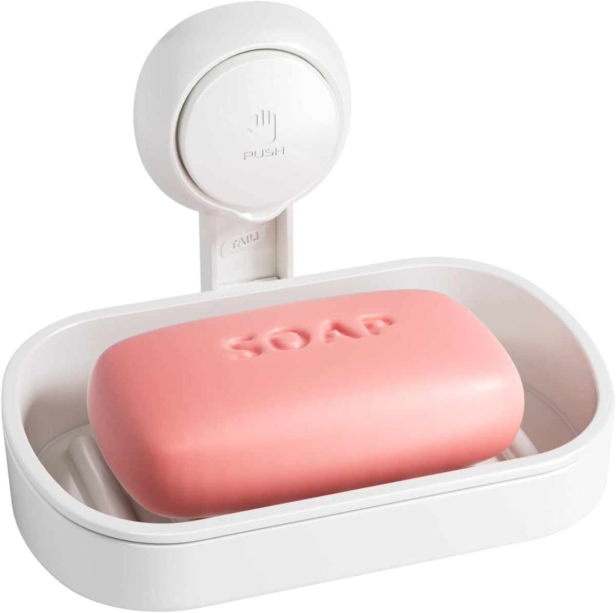 TAILI Soap Holder, Soap Dish for Shower Suction Cup, Bar Soap Holder, White
