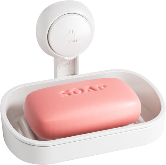 TAILI Soap Holder, Soap Dish for Shower Suction Cup, Bar Soap Holder, White
