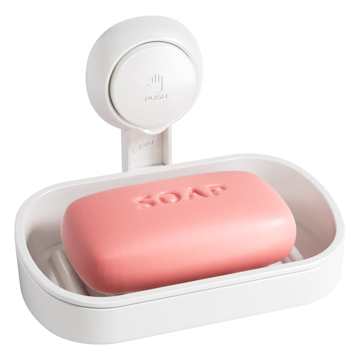 TAILI Soap Holder, Soap Dish for Shower Suction Cup, Bar Soap Holder, White