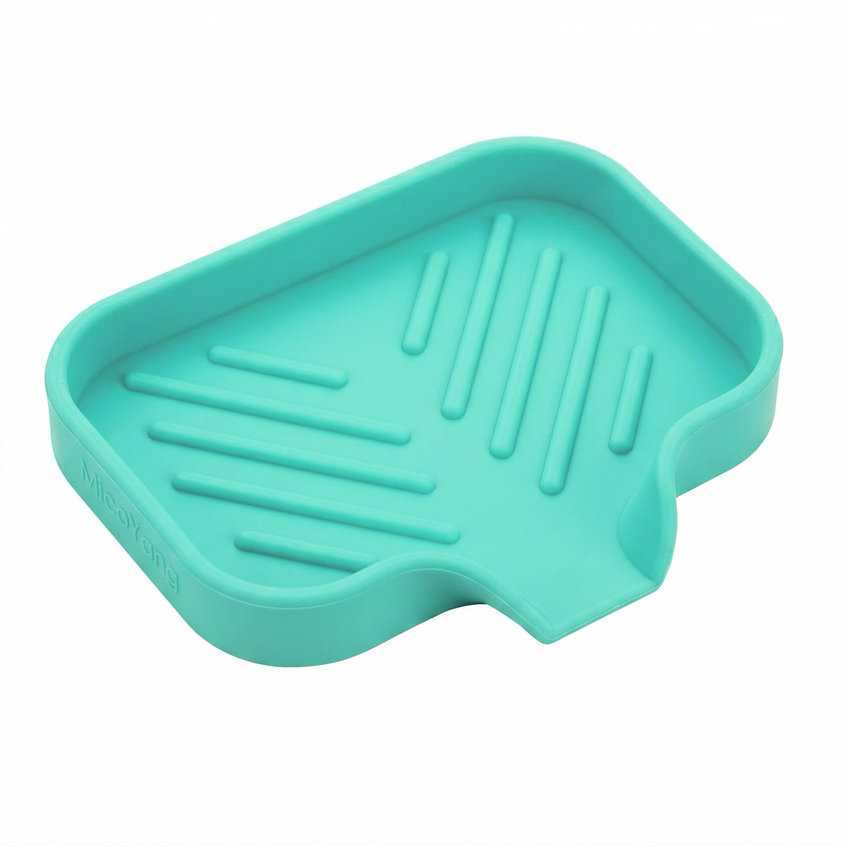 MicoYang Silicone Soap Dish with Drain Spout, Self-Draining Sink Organizer Tray for Bathroom and Kitchen, Sponges, Dispensers and Soap Holder, Non-Slip and Dishwasher Safe, White (Compact, 4.9"×3.2")
