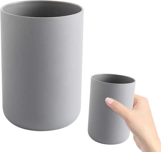 Bathroom Toothbrush Holder Cups, White Plastic Drinking Cups Mouthwash Cup Reusable Water Cup Bathroom Storage for Home Travel, 300ml (Gray)