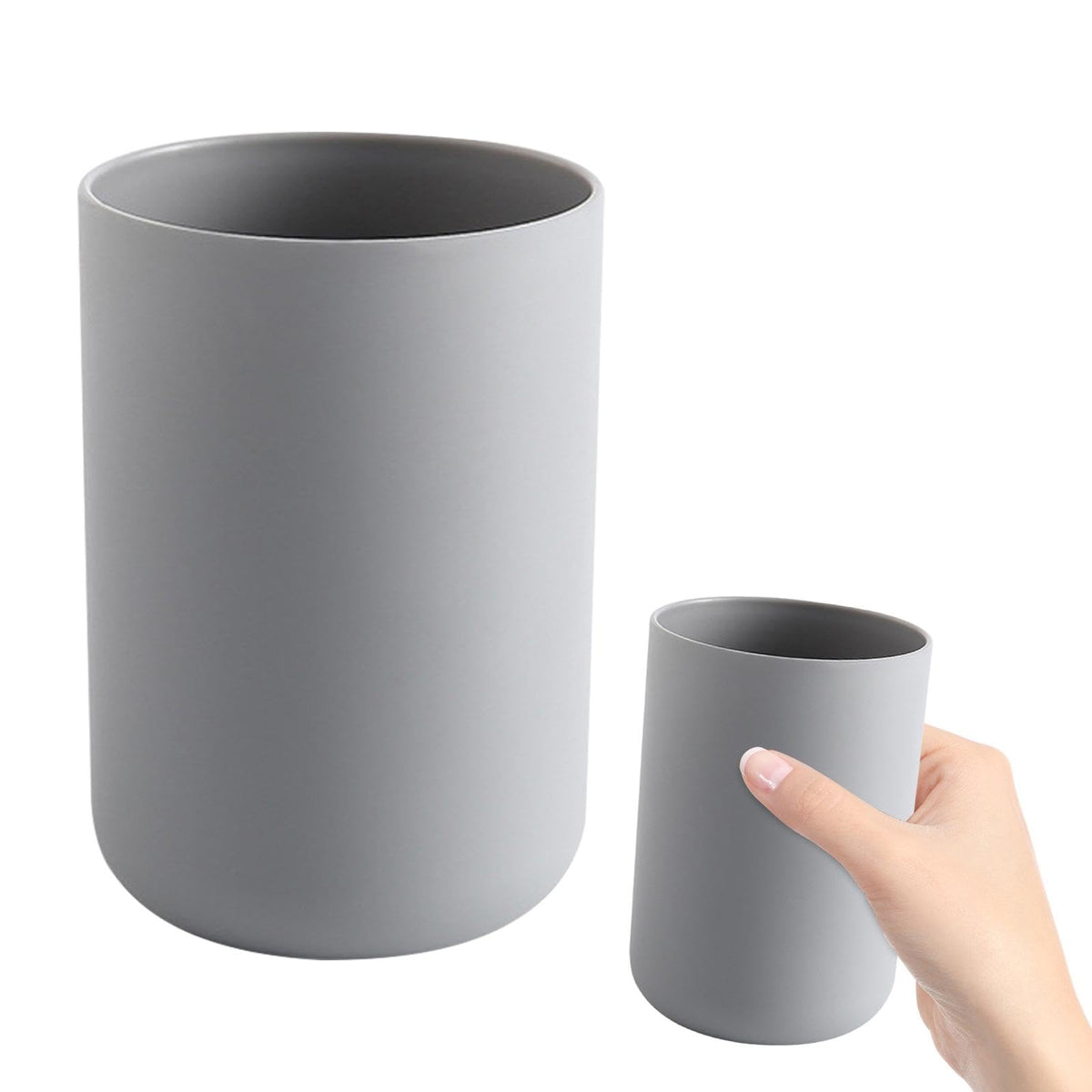 Bathroom Toothbrush Holder Cups, White Plastic Drinking Cups Mouthwash Cup Reusable Water Cup Bathroom Storage for Home Travel, 300ml (Gray)