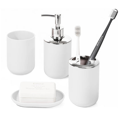 Bathroom Accessory Set, 4 Pcs Black Plastic Bathroom Set