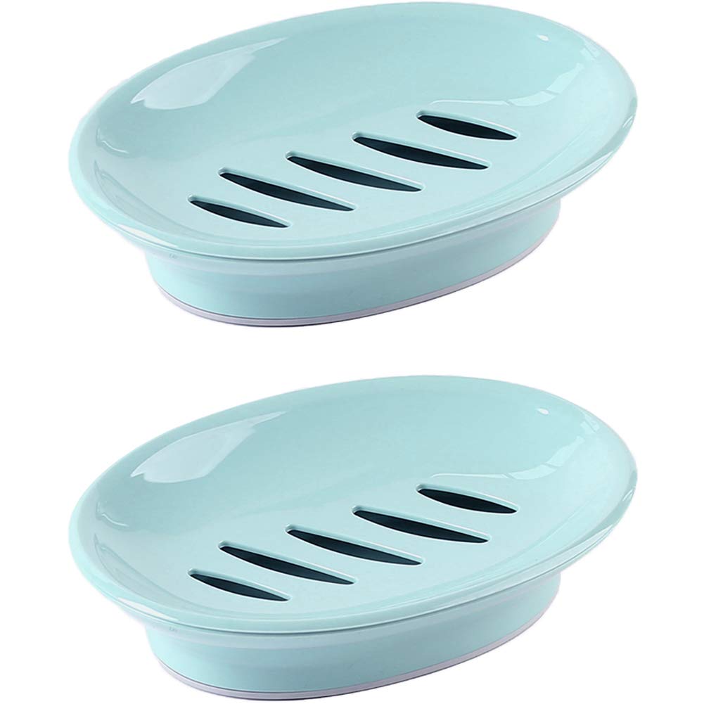 WYOK 2-Pack Soap Dish Plastic Soap Holder with Drainage for Shower (White)