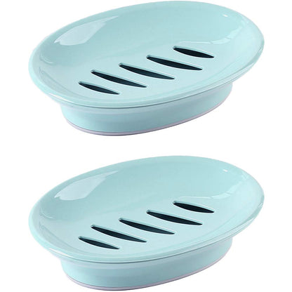 WYOK 2-Pack Soap Dish Plastic Soap Holder with Drainage for Shower (White)