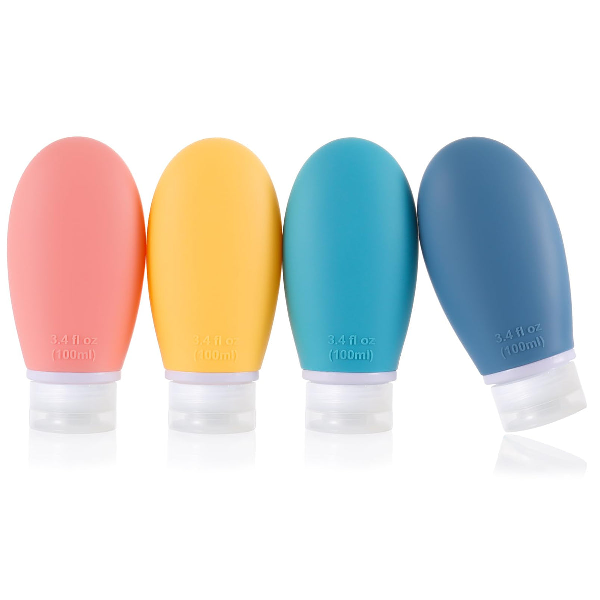 Leak Proof Silicone Travel Bottles,4 Pack 2oz Liquid Squeezable Refillable Portable Travel Accessories/Cosmetic Containers,BPA Free,Travel Size Bottles for Toiletries Shampoo Conditioner Lotion
