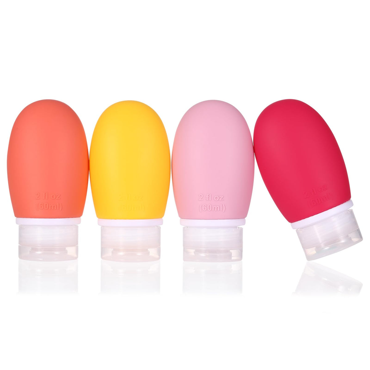 Leak Proof Silicone Travel Bottles,4 Pack 2oz Liquid Squeezable Refillable Portable Travel Accessories/Cosmetic Containers,BPA Free,Travel Size Bottles for Toiletries Shampoo Conditioner Lotion