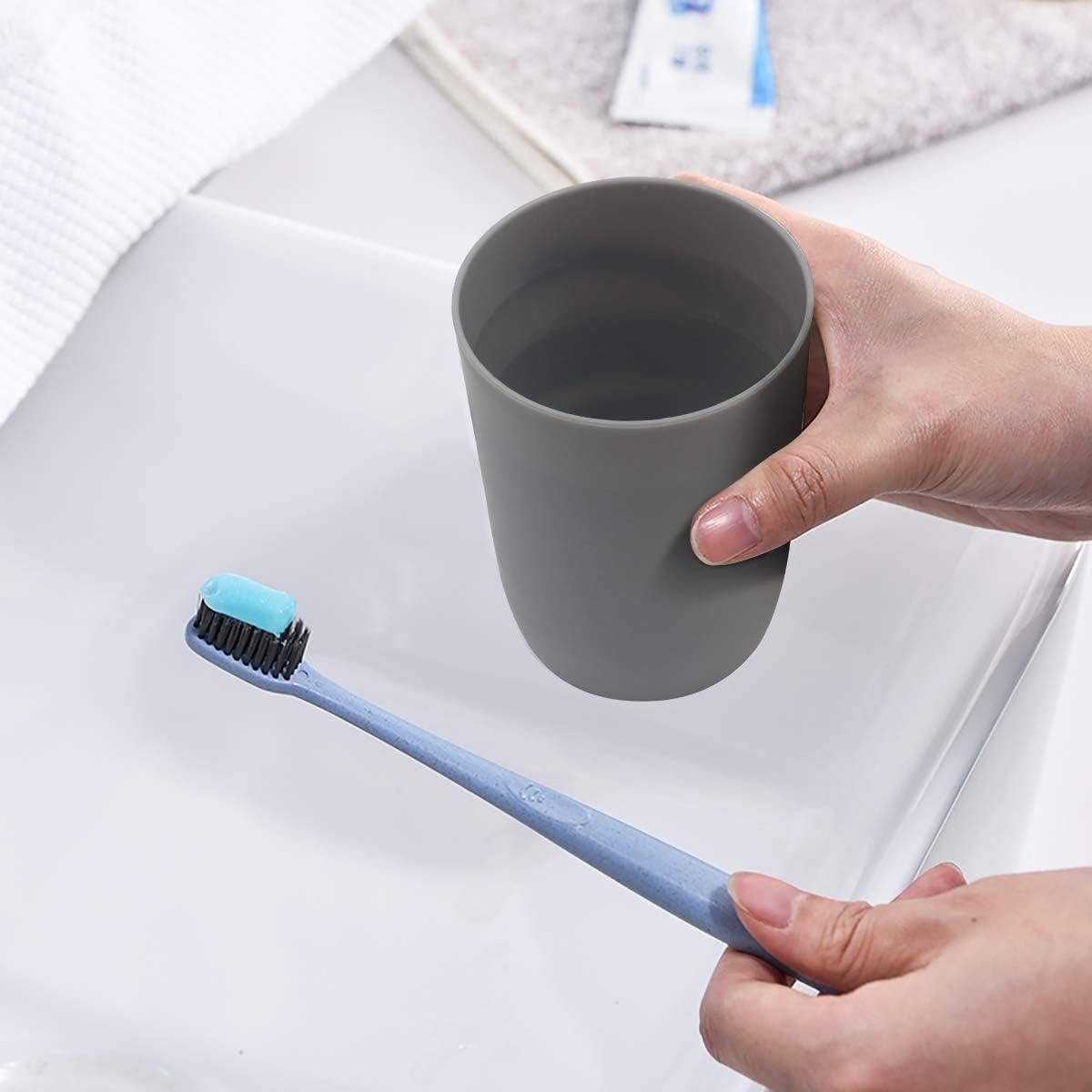 4-Pack Plastic Bathroom Tumbler Cups,Stackable Toothbrush & Mouthwash Cups