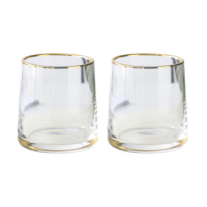 Gaolinci 2 Pcs Classic Clear Cylindrical Glass Mouthwash Cups, Bathroom Brushing Cup, 6 Oz
