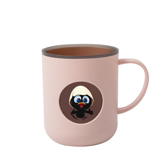 1pc 1pcs Two-Tone Eggshell Tooth Mug with Bird Print & Side Handle - Plastic Bathroom Cup Suitable for Toothbrushing, Mouthwash, & Adults, Eggshell & Color, Gift for, Travel, Birthday Present (No Toothpaste/Brush)