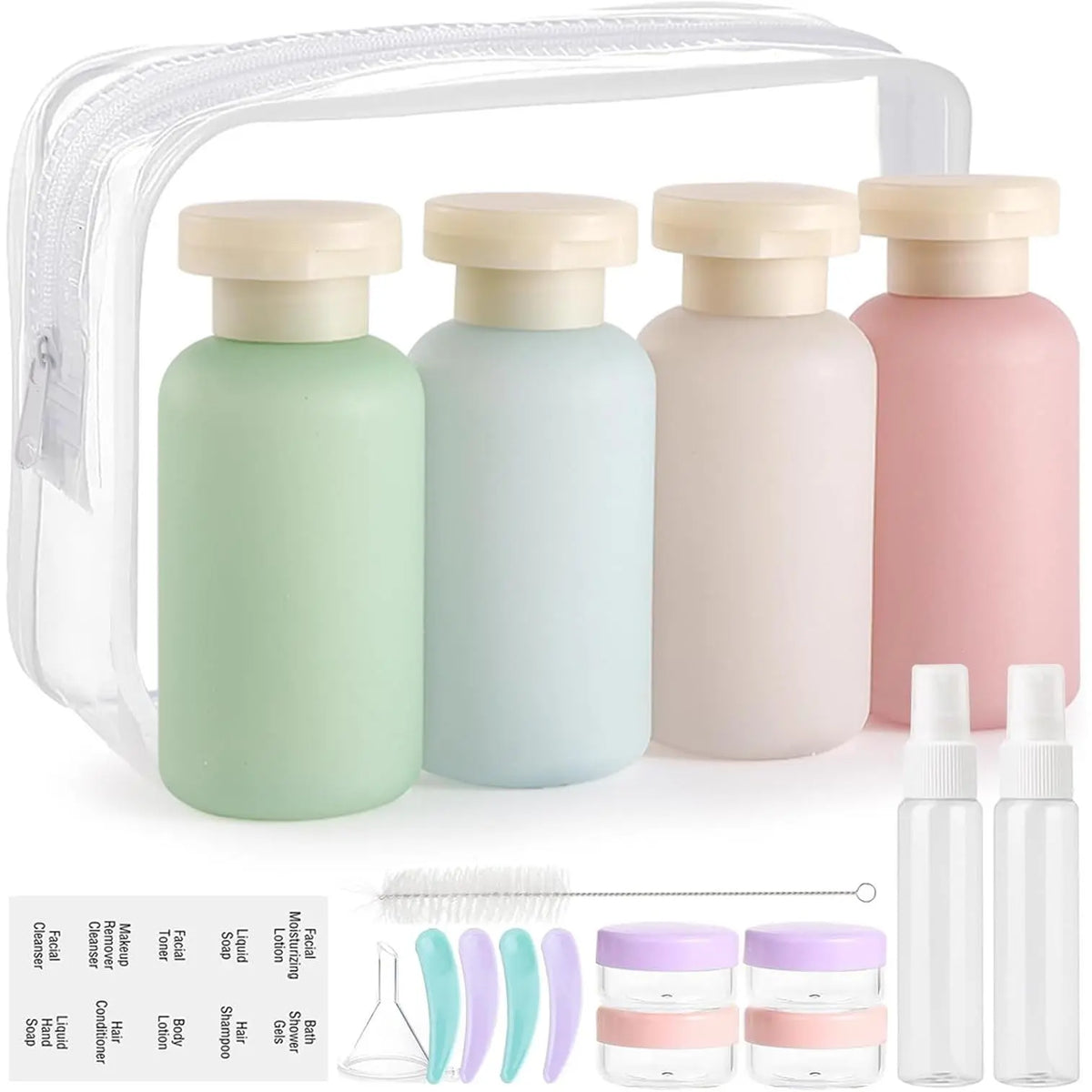 18 Pack Travel Bottles for Toiletries Leak Proof | Refillable, Plastic Travel Containers, , Travel Essentials, for Shampoo Conditioner Lotion Liquids
