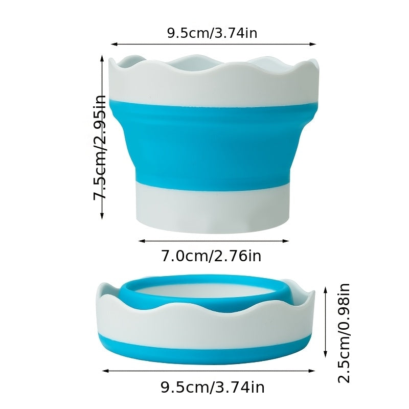 1pc Folding Mini Silicone Water Bucket, Watercolor Powder, Watercolor Paint, Painting, Washing And Rinsing Pen Holder, Multi-Purpose Washing Cup