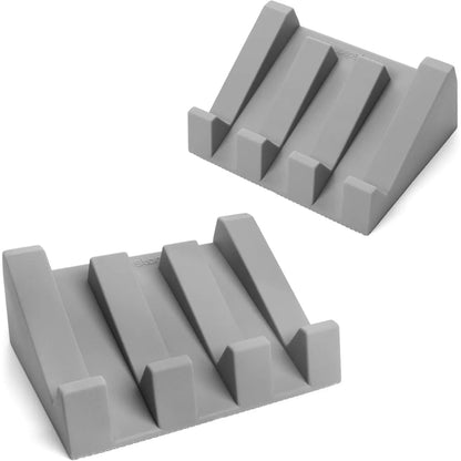 USA Patented Silicone Soap Dish Set - 2 Beige Self-Draining Holders, Easy-Clean Savers, Sponge Accessory for Kitchen