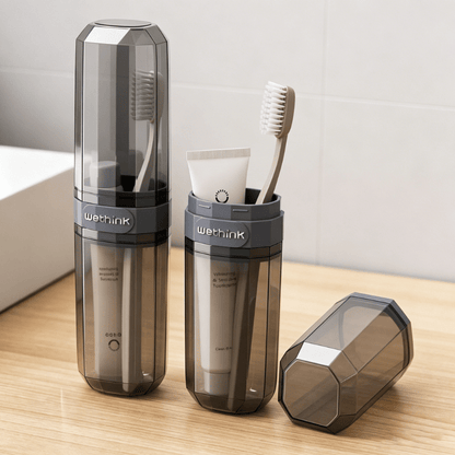 1pc Portable Travel Mouthwash Cup Toothbrush Case, Transparent Dustproof Toiletry Storage Box, 1pc Molding Toothbrush and Toothpaste Storage Container, Lightweight Easy to Carry Waterproof and Moisture-Proof, Suitable for Travel Camping Home Sc