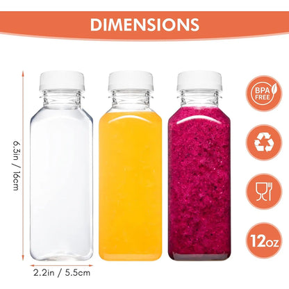 9/6/3PCS 12oz Lightweight Food Grade Reusable Safe Plastic Juice Bottles with Caps, Fridge-Use Drink Containers for Juicing & Smoothies - Home Improvement Building Supplies