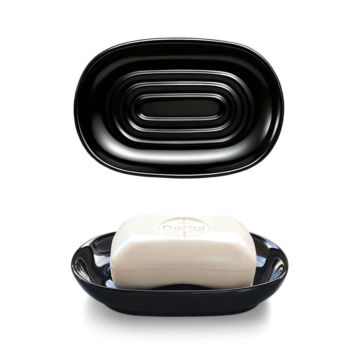 Ceramic Soap Dish for Bath Sink- Modern White Bar Soap Holder for Shower - Easy to Clean Multi-Purpose Oval Soap Dishes for Soap Bar, Sponges, Jewelry, Small Items | Fits Bathroom & Kitchen