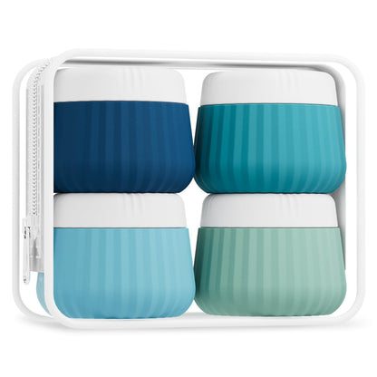 Mrsdry Travel Containers for Toiletries 4 Pack, TSA Approved Travel Size Toiletries, Portable Size Containers, With Clear Bag Leak Proof Silicone Jars, Essentials Creams Jars Carrying Small Items