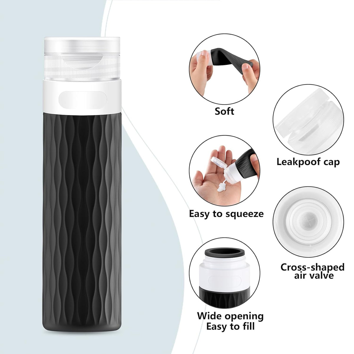 Travel Bottles for Toiletries, TSA Approved Silicone Travel Toiletry Bottle