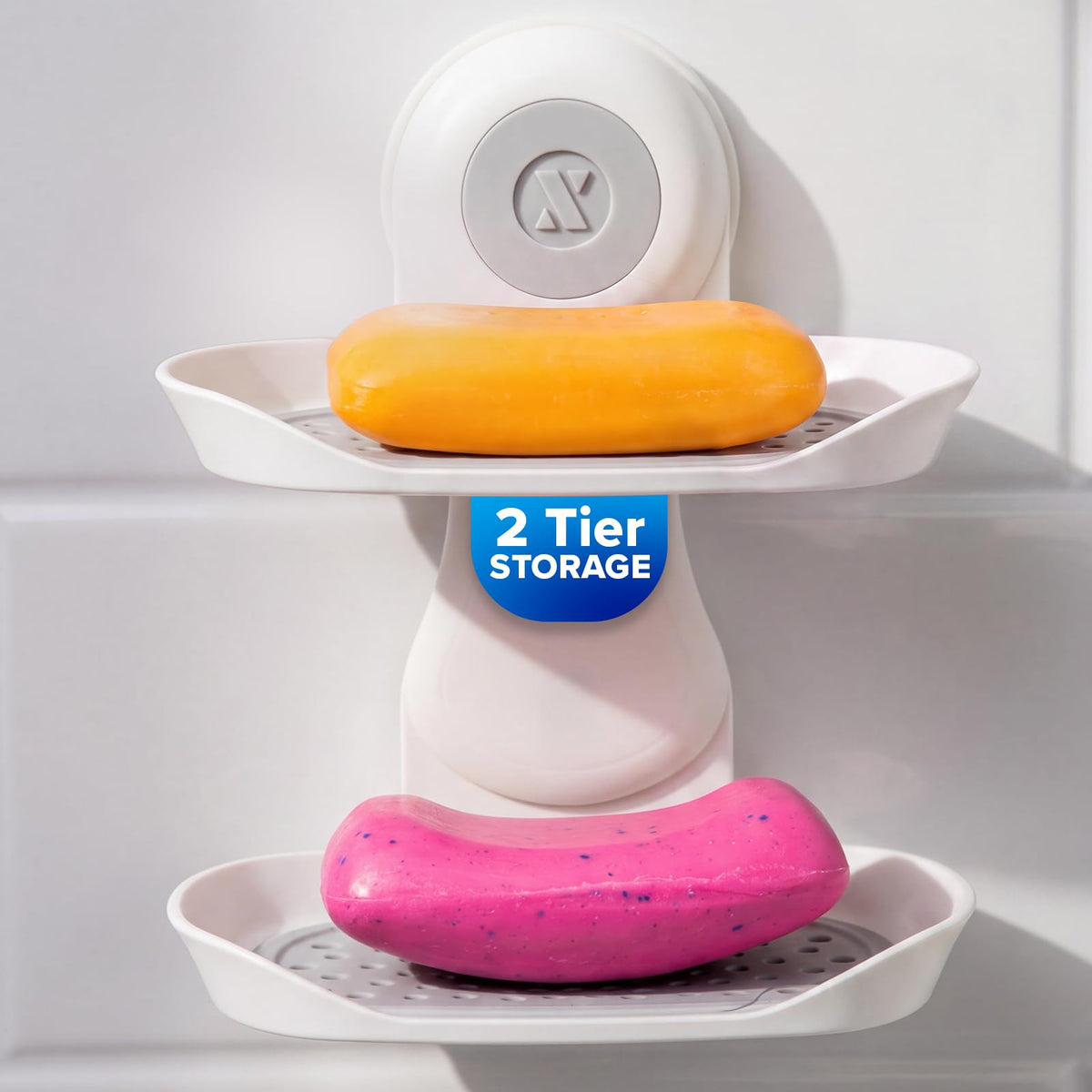 SlipX Solutions Strong Hold Suction Cup Soap Dish for Shower, White