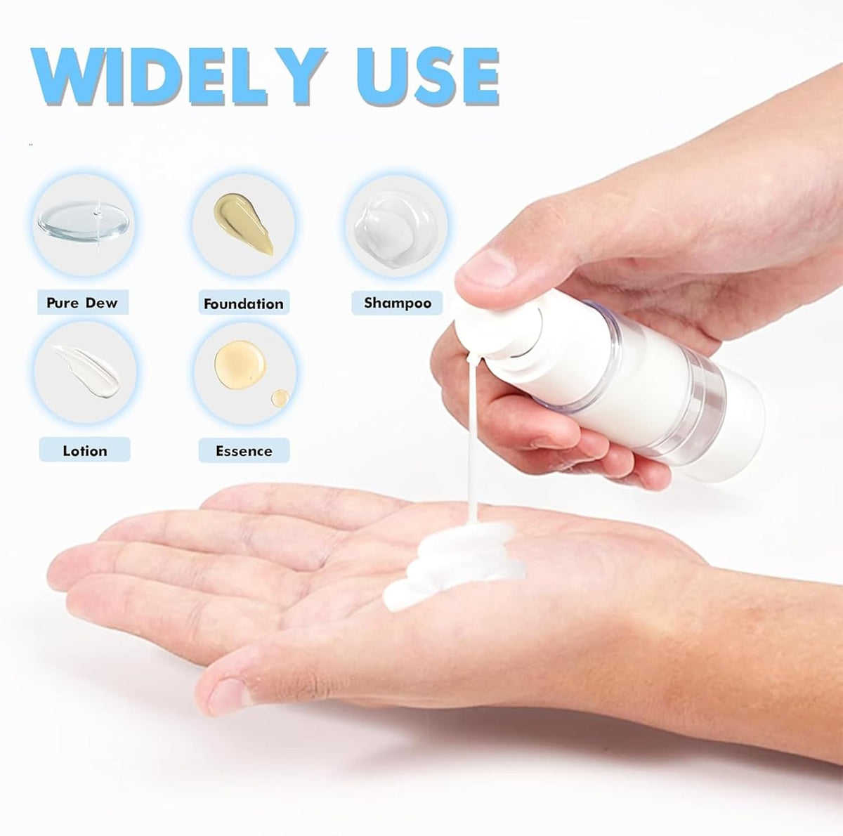 Clear Airless Pump Bottles, Vacuum Travel Cosmetic Containers