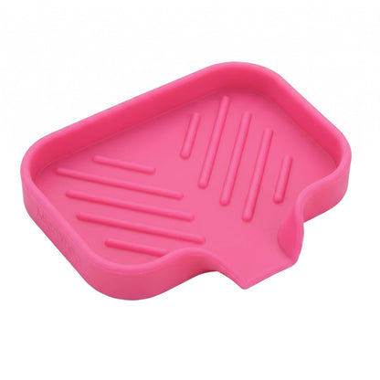 MicoYang Silicone Soap Dish with Drain Spout, Self-Draining Sink Organizer Tray for Bathroom & Kitchen, Sponges, Dispensers & Soap Holder, Non-Slip & Dishwasher Safe, Translucent (Compact, 4.9"×3.2")