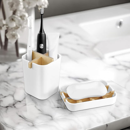 Toothbrush Holders and Soap Holder Set, Bathroom Accessories Countertop