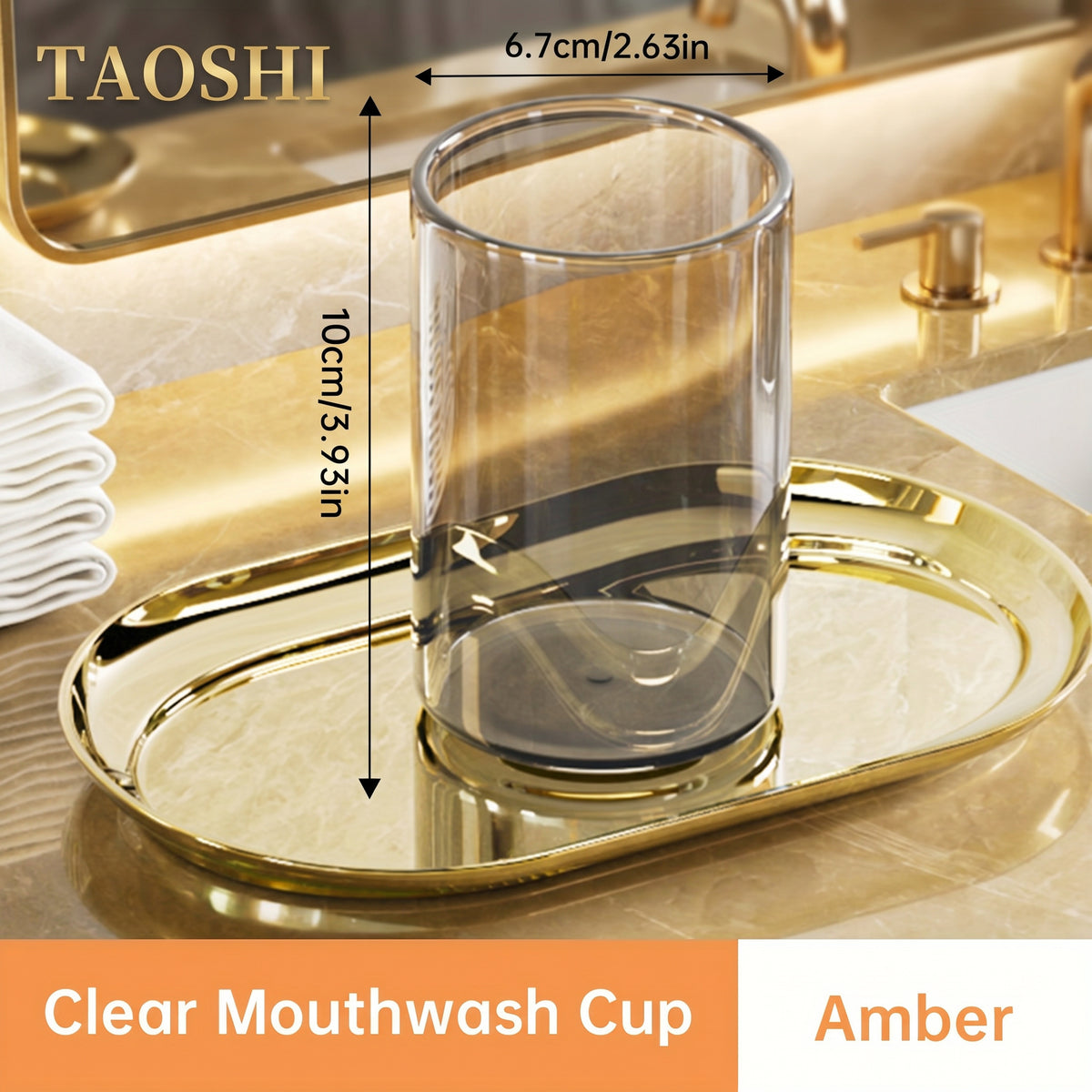TAOSHI Couple's Mouthwash Cup, Toothbrush and Toothpaste Holder, Light Luxury Household Toothbrush and Toothpaste Storage Cup, Without Tray