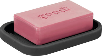 iDesign Silicone Soap Dish, Gray, Rectangular, 5" x 3.5" x 5"
