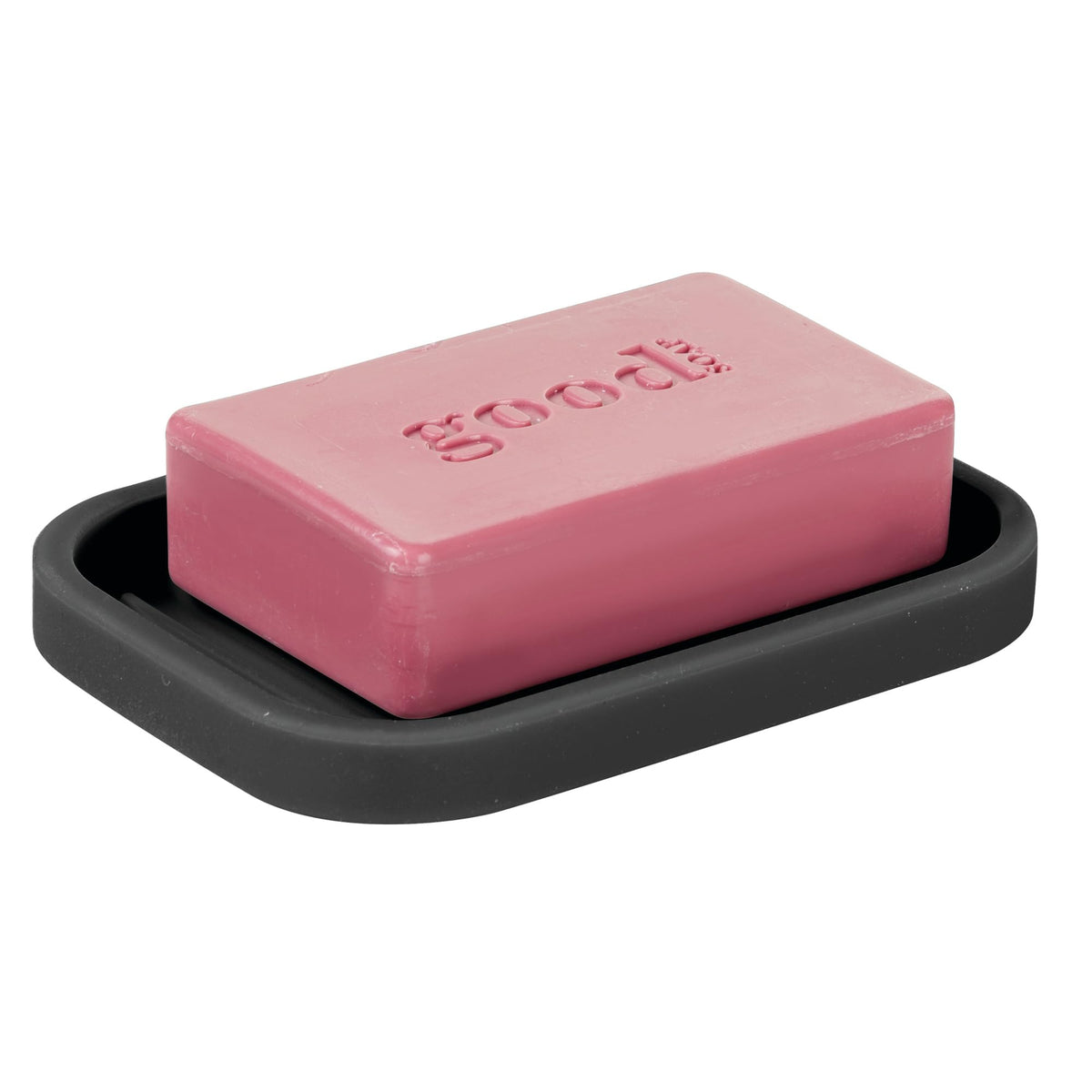 iDesign Silicone Soap Dish, Gray, Rectangular, 5" x 3.5" x 5"
