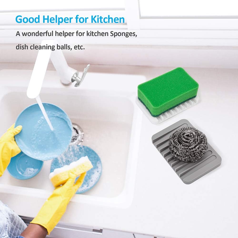 4PCS Self-Draining Silicone Bar Soap Dish and Holders for Shower