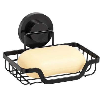 Soap Holder,Soap Dish,Suction Cup,with Hooks,Stainless Steel,Black