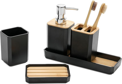 FEILANDUO Bathroom Accessories Set,5 Pcs Bathroom Accessory Gift Set, Black