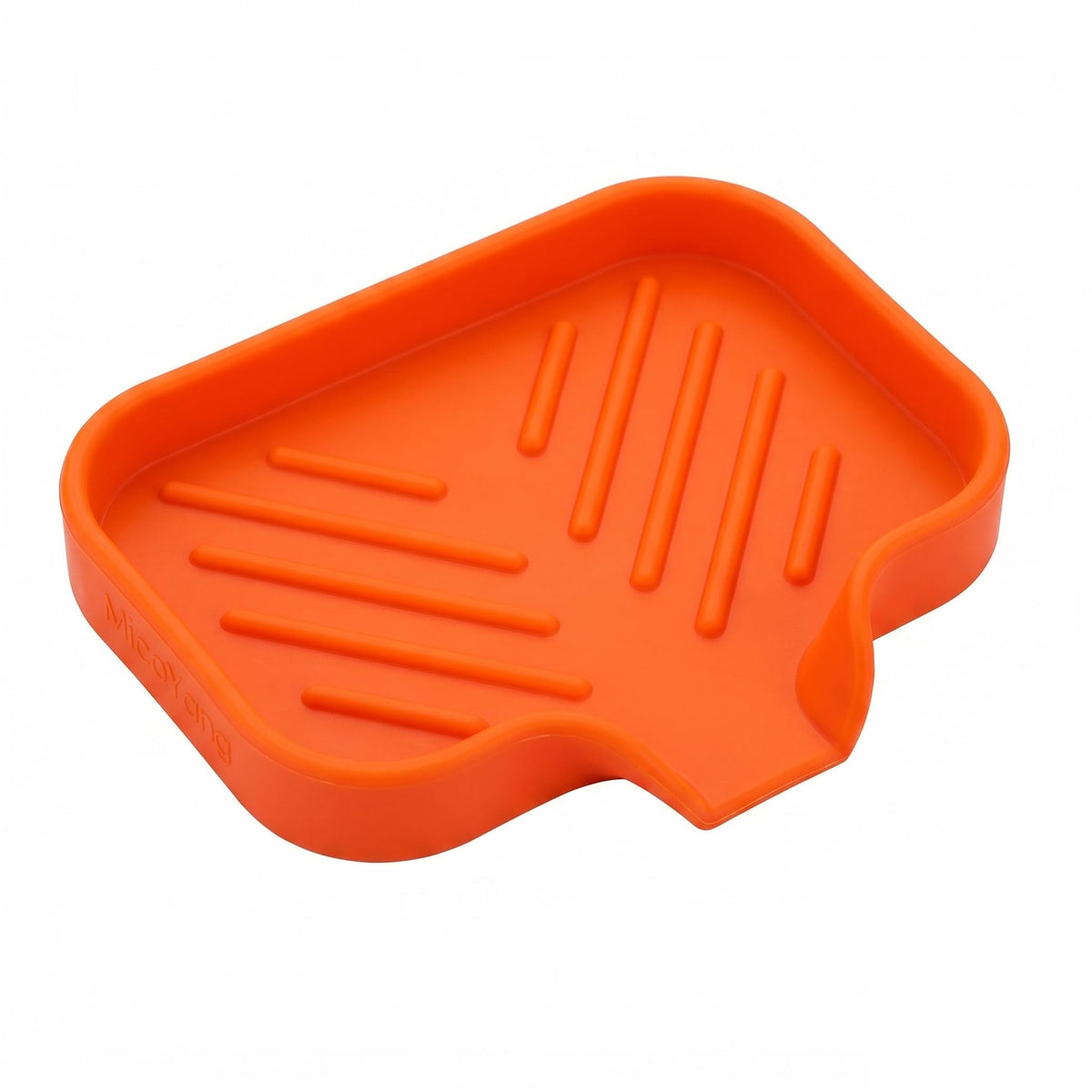 MicoYang Silicone Soap Dish with Drain Spout, Self-Draining Sink Organizer Tray for Bathroom & Kitchen, Sponges, Dispensers & Soap Holder, Non-Slip & Dishwasher Safe, Translucent (Compact, 4.9"×3.2")