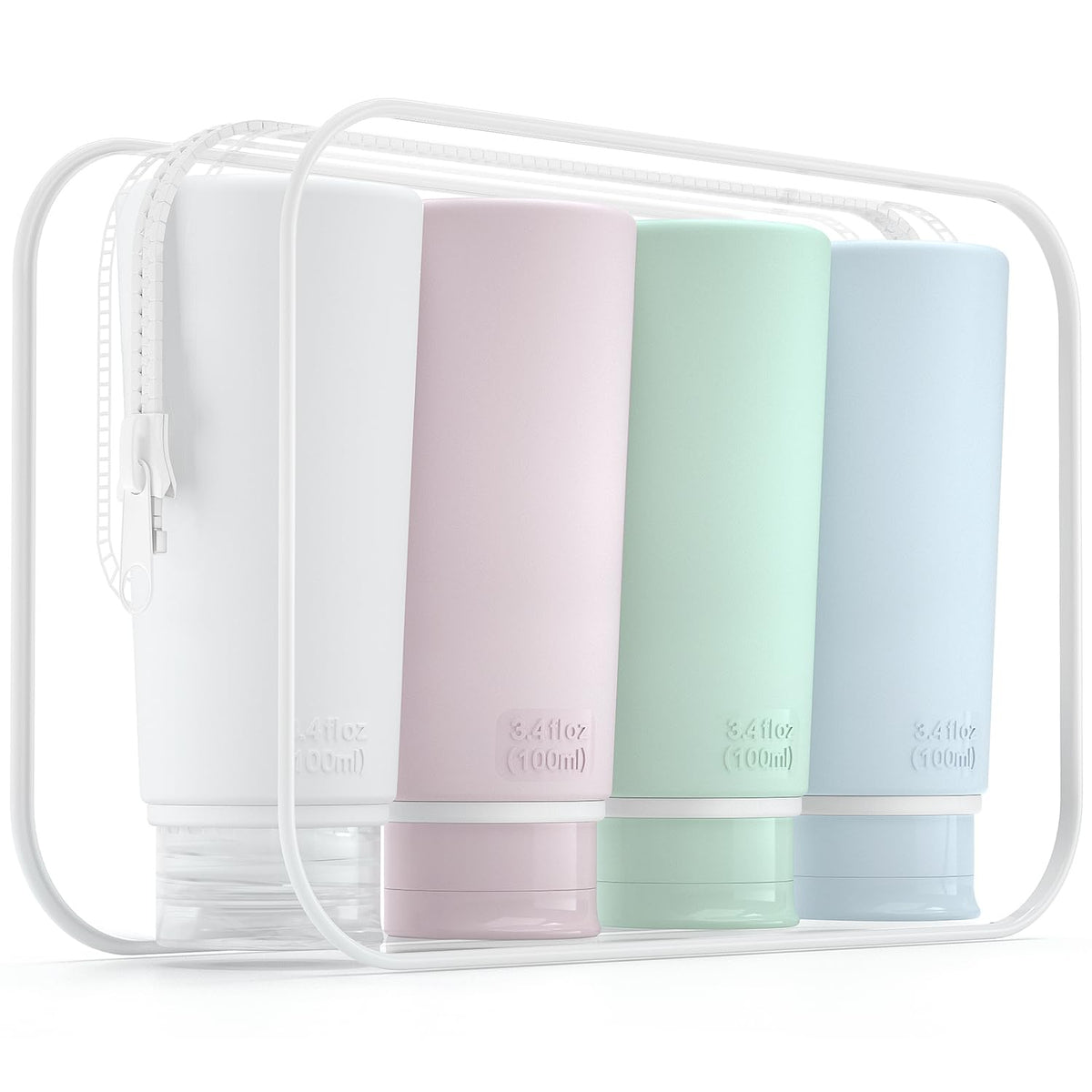 TakeToday Travel Bottles for Toiletries 3.4oz 4 Pack, TSA Leak Proof