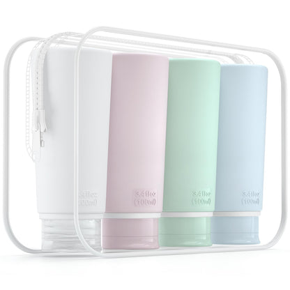 TakeToday Travel Bottles for Toiletries 3.4oz 4 Pack, TSA Leak Proof