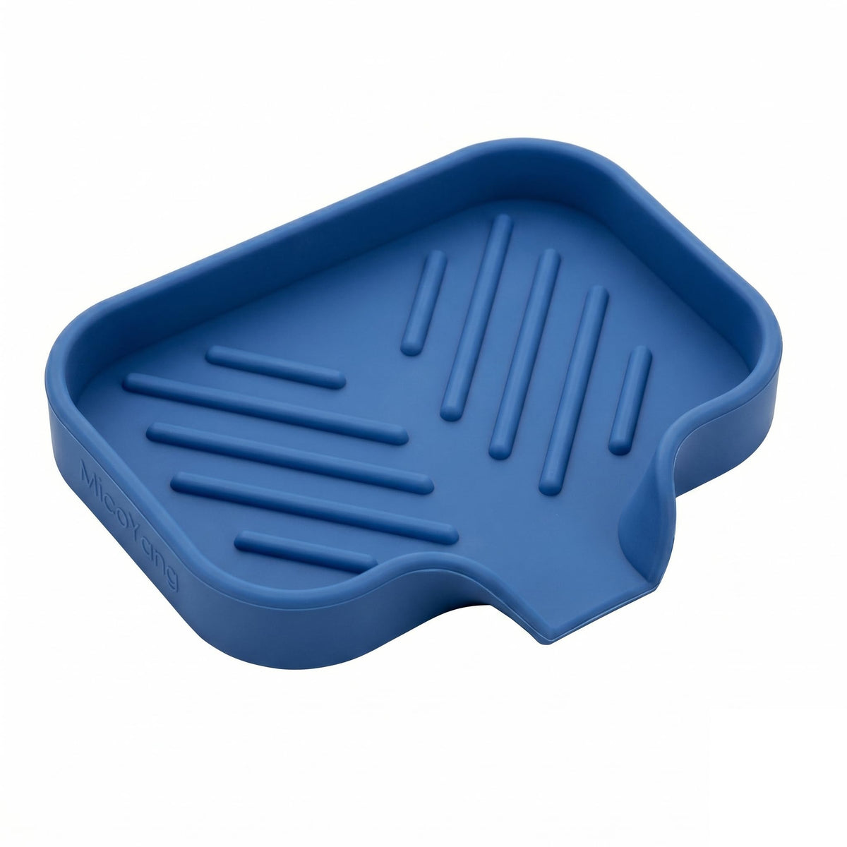 MicoYang Silicone Soap Dish with Drain Spout, Self-Draining Sink Organizer Tray for Bathroom & Kitchen, Sponges, Dispensers & Soap Holder, Non-Slip & Dishwasher Safe, Translucent (Compact, 4.9"×3.2")